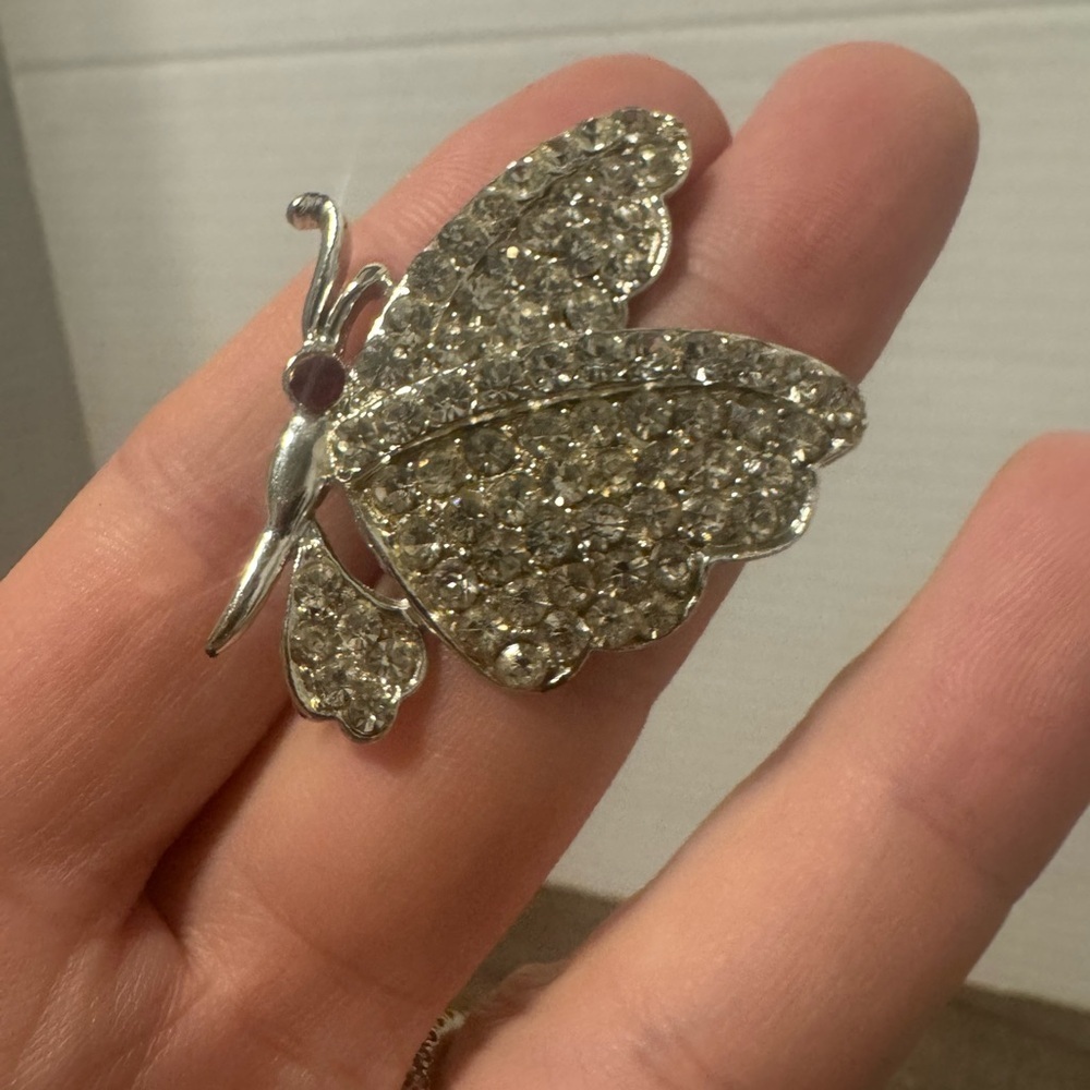 Elegant Silver Butterfly Brooch